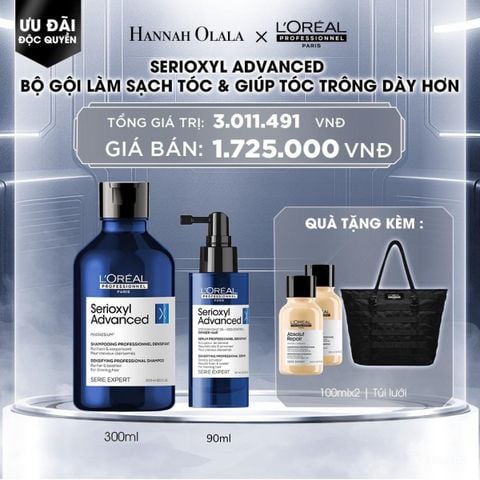 A22_DEAL 11: BỘ TINH CHẤT HỖ TRỢ MỌC TÓC L'OREAL PROFESSIONNEL SERIOXYL ADVANCED 90ML VÀ 
DẦU GỘI SERIOXYL ADVANCED 300ML 