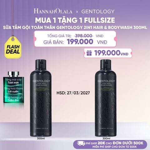  [MUA 1 TẶNG 1 FULLSIZE - HSD: 27.03.2027 ] SỮA TẮM GỘI TOÀN THÂN CHO NAM GENTOLOGY 2IN1 HAIR & BODYWASH 300ML - L116 