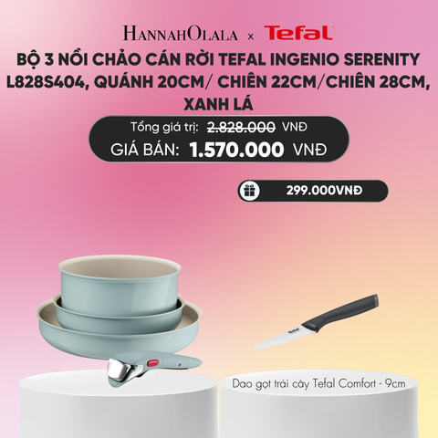  BỘ 3 NỒI CHẢO CÁN RỜI TEFAL INGENIO SERENITY, QUÁNH 20CM/ CHIÊN 22CM/CHIÊN 28CM_A368 
