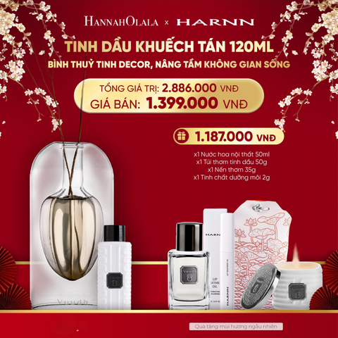  DEAL 11. TINH DẦU KHUẾCH TÁN 120ML HƯƠNG THIÊN NHIÊN - BÌNH THUỶ TINH DECOR, NÂNG TẦM KHÔNG GIAN SỐNG 
