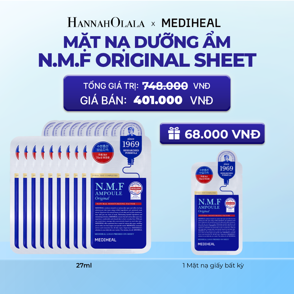 MEDIHEAL MẶT NẠ THE N.M.F AMPOULE MASK ORIGINAL 27ML (COMBO 10 MIẾNG) 