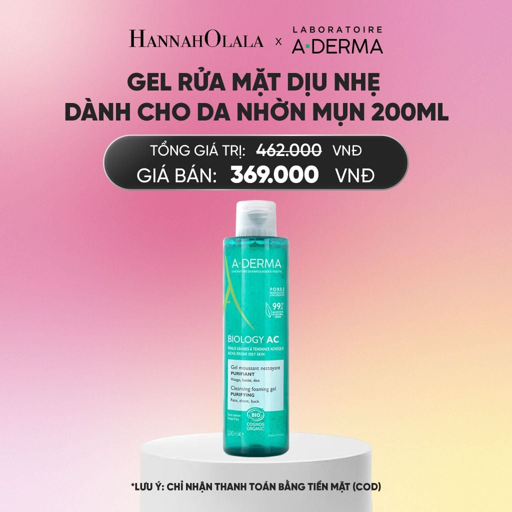  GEL RỬA MẶT DỊU NHẸ DÀNH CHO DA NHỜN MỤN A-DERMA BIOLOGY AC CLEANSING FOAM GEL 200ML_A2415 