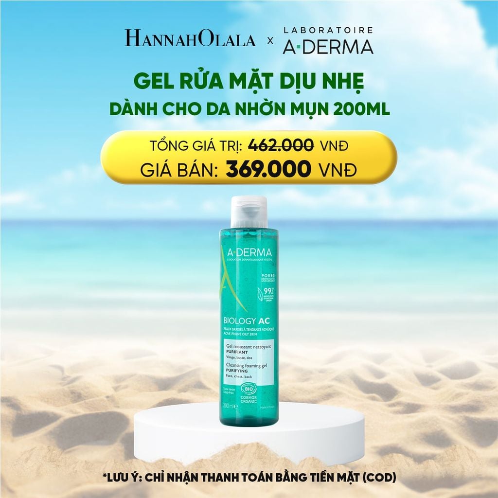  DEAL 3: GEL RỬA MẶT DỊU NHẸ DÀNH CHO DA NHỜN MỤN A-DERMA BIOLOGY AC CLEANSING FOAM GEL 200ML 