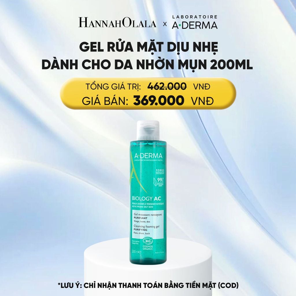  GEL RỬA MẶT DỊU NHẸ DÀNH CHO DA NHỜN MỤN A-DERMA BIOLOGY AC CLEANSING FOAM GEL 200ML 