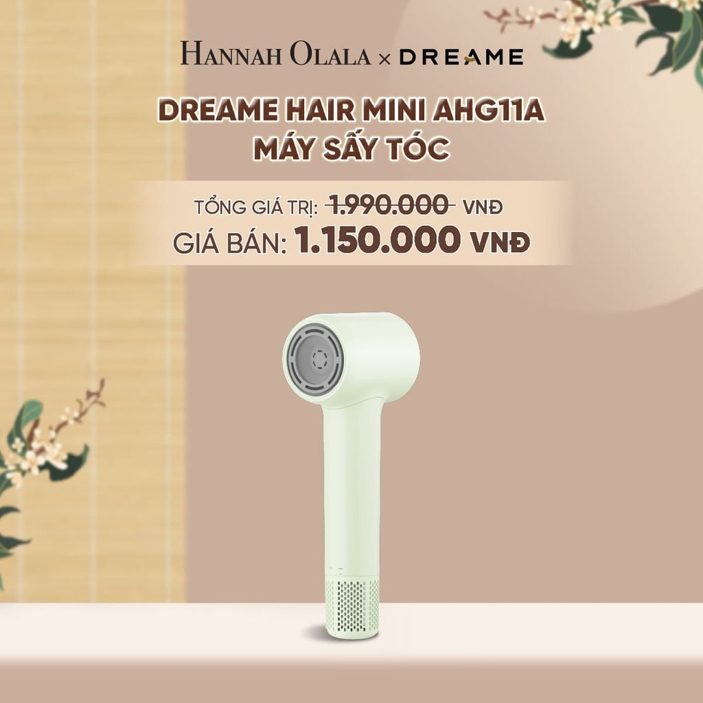  DREAME HAIR MINI AHG11A MÁY SẤY TÓC ION ÂM SIÊU NHỎ GỌN 270G ĐỘNG CƠ TỐC ĐỘ CAO - BH 24 THÁNG - A1183 