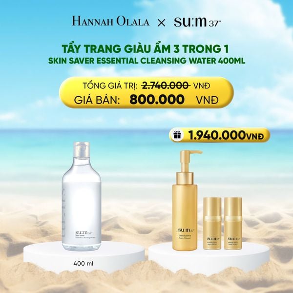  TẨY TRANG GIÀU ẨM 3 TRONG 1 SU:M37 SKIN SAVER ESSENTIAL CLEANSING WATER 400ML 