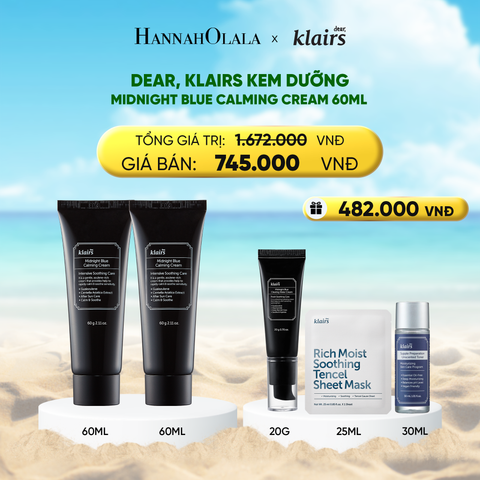  COMBO 2 DEAR, KLAIRS KEM DƯỠNG MIDNIGHT BLUE CALMING CREAM 60ML 