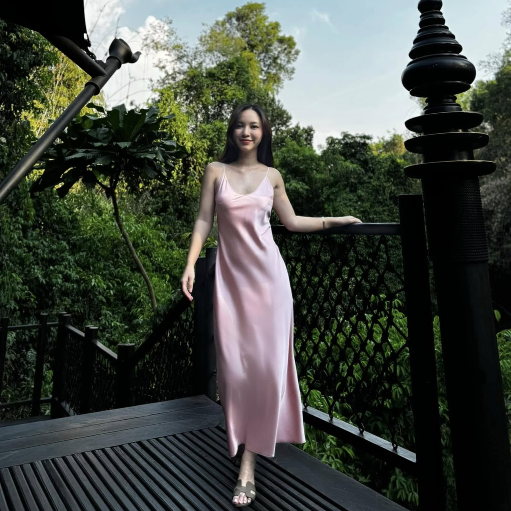  DEAL 10A: ĐẦM KHÔNG REN DÁNG DÀI - MÀU HỒNG 