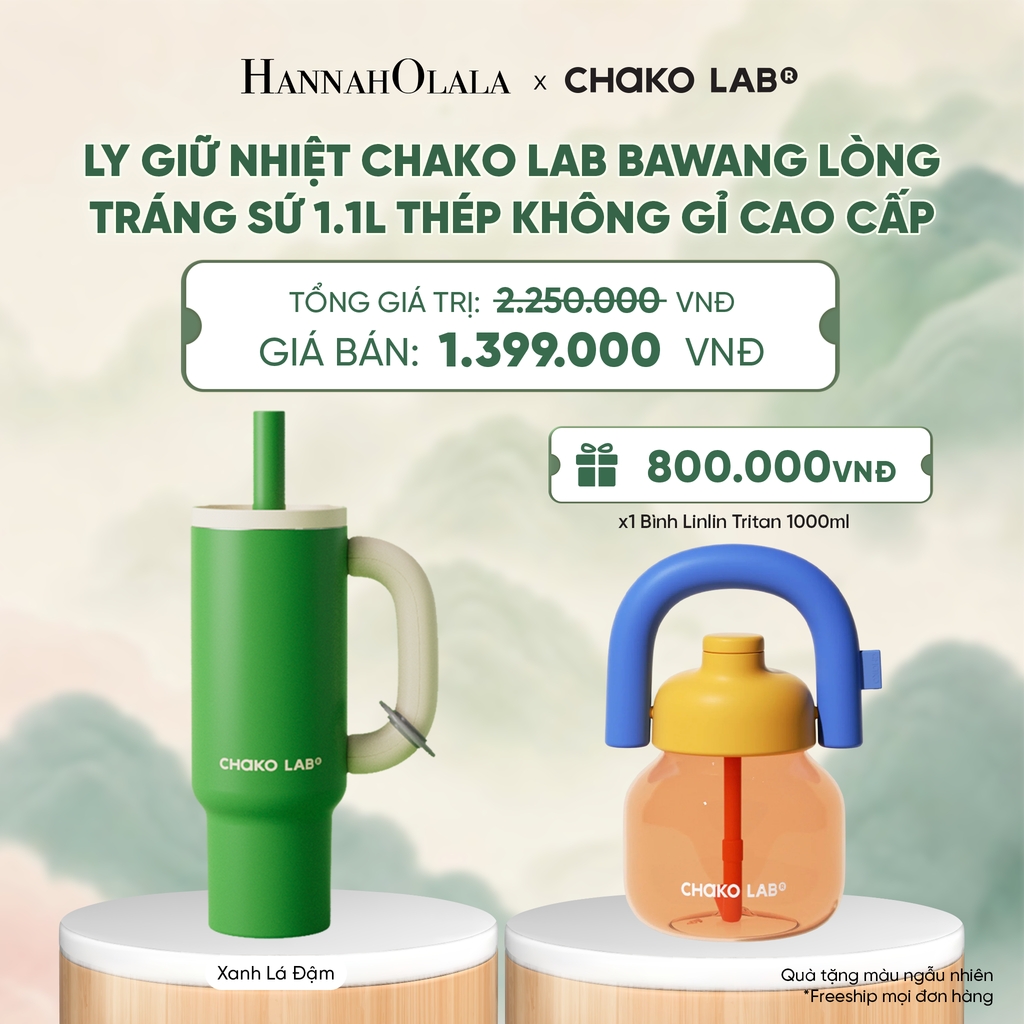  LY GIỮ NHIỆT CHAKO LAB BAWANG LÒNG TRÁNG SỨ 1.1L THÉP KHÔNG GỈ CAO CẤP - A4009 