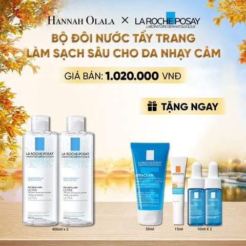 BỘ ĐÔI NƯỚC TẨY TRANG LÀM SẠCH SÂU CHO DA NHẠY CẢM LA ROCHE-POSAY MICELLAR WATER SENSITIVE SKIN 400ML - E608 