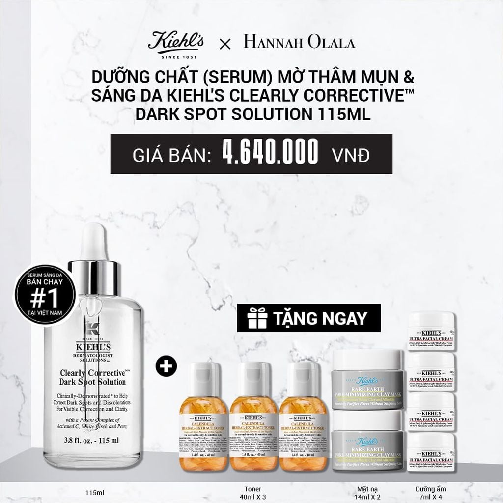  DƯỠNG CHẤT (SERUM) VITAMIN C GIÚP DA TRÔNG CĂNG BÓNG SAU 7 NGÀY KIEHL'S CLEARLY CORRECTIVE™ DARK SPOT SOLUTION 115ML 