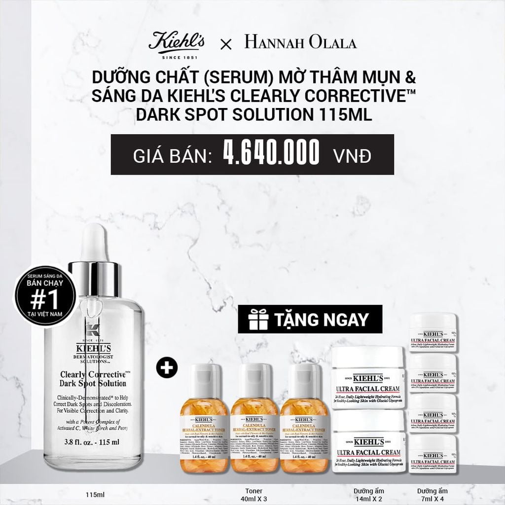  DƯỠNG CHẤT (SERUM) VITAMIN C GIÚP DA TRÔNG CĂNG BÓNG SAU 7 NGÀY KIEHL'S CLEARLY CORRECTIVE™ DARK SPOT SOLUTION 115ML -  L11 
