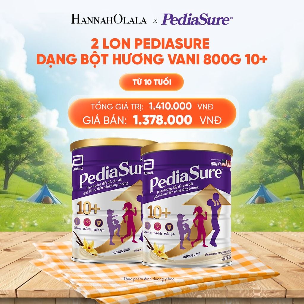  2 LON PEDIASURE DẠNG BỘT HƯƠNG VANI 800G 10+ DEAL 11: 