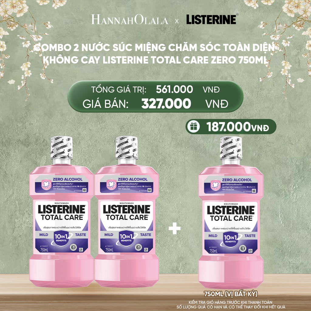 DEAL 14: COMBO 2 NƯỚC SÚC MIỆNG CHĂM SÓC TOÀN DIỆN KHÔNG CAY LISTERINE TOTAL CARE ZERO 750ML 