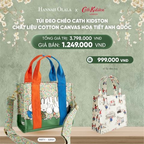 DEAL 11: TÚI ĐEO CHÉO CATH KIDSTON CHẤT LIỆU COTTON CANVAS HOẠ TIẾT ANH QUỐC 