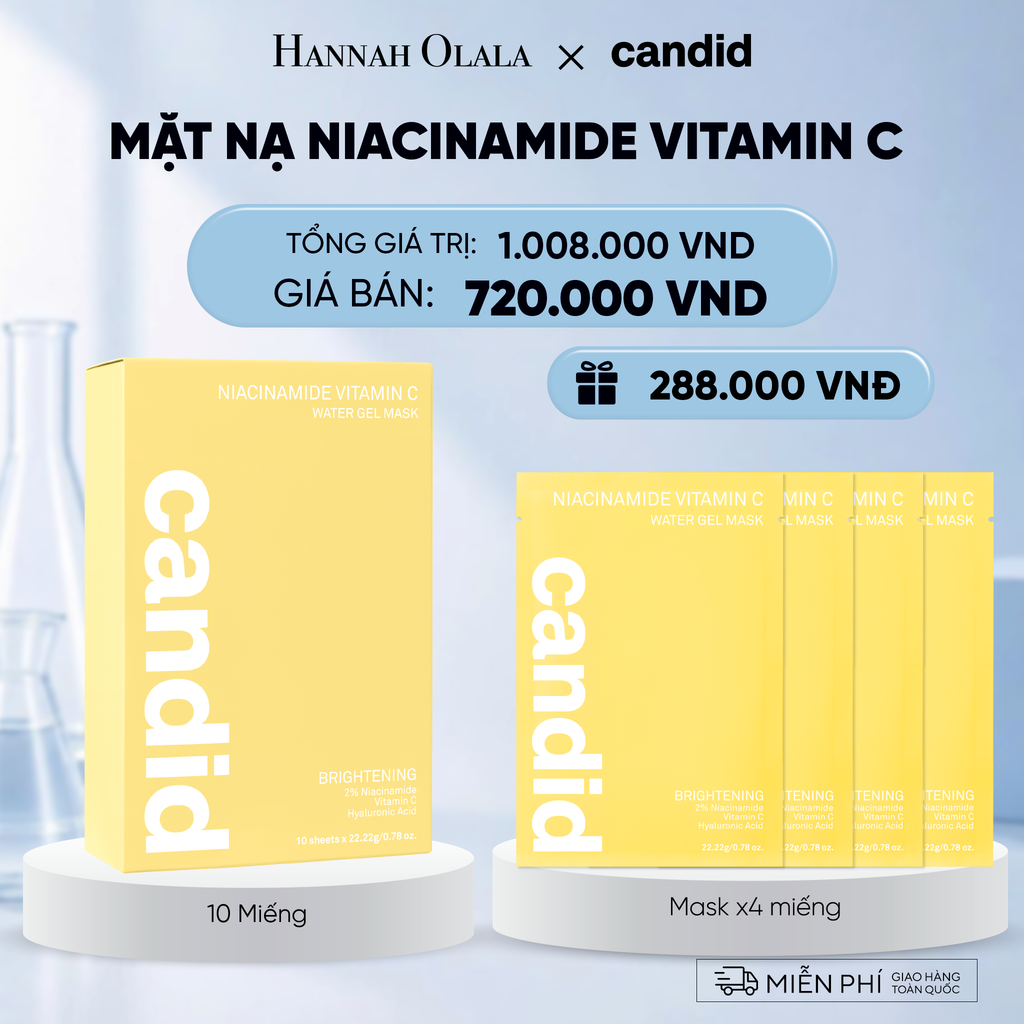  HỘP 10 MIẾNG MẶT NẠ DƯỠNG SÁNG NIACINAMIDE VITAMIN C DEAL 11: 