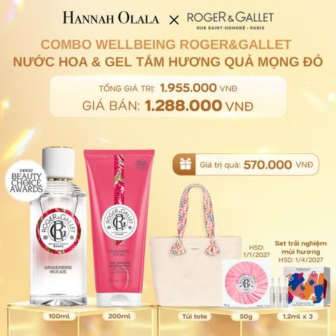 C366_DEAL 3: COMBO LƯU HƯƠNG WELBEING ROGER&GALLLET: NƯỚC HOA 100ML & GEL TẮM 200ML 