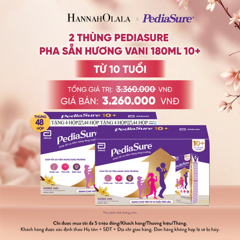  2 THÙNG PEDIASURE PHA SẴN HƯƠNG VANI 180ML 10+ (DÙNG CHO BÉ TRÊN 10 TUỔI) DEAL 11: - A1987 