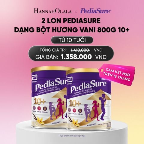  2 LON PEDIASURE DẠNG BỘT HƯƠNG VANI 800G 10+ DEAL 1: _A740 