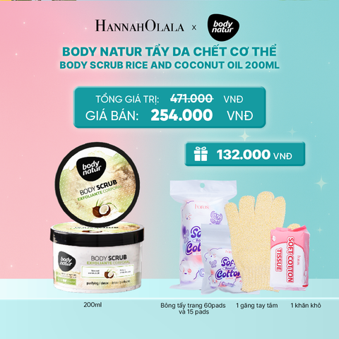  BODY NATUR TẨY DA CHẾT CƠ THỂ BODY SCRUB RICE AND COCONUT OIL 200ML_K275 