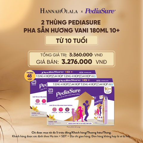  2 THÙNG PEDIASURE PHA SẴN HƯƠNG VANI 180ML 10+ (DÙNG CHO BÉ TRÊN 10 TUỔI) DEAL 11: - E125 
