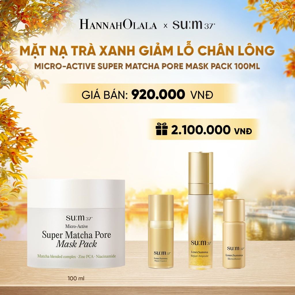  MẶT NẠ TRÀ XANH GIẢM LỖ CHÂN LÔNG SU:M37 MICRO-ACTIVE SUPER MATCHA PORE MASK PACK 100ML - E2191 