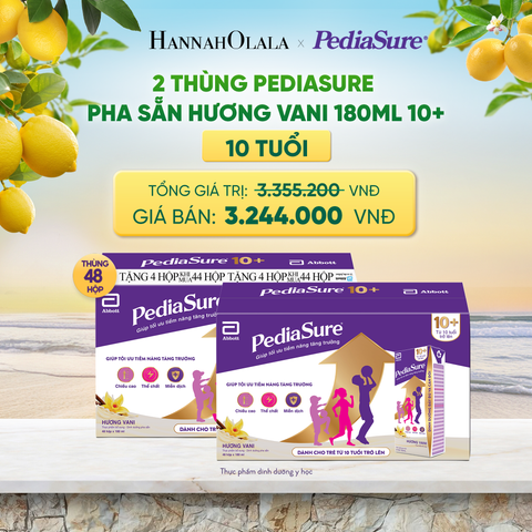 2 THÙNG PEDIASURE PHA SẴN HƯƠNG VANI 180ML 10+ (DÙNG CHO BÉ TRÊN 10 TUỔI) DEAL 11: 