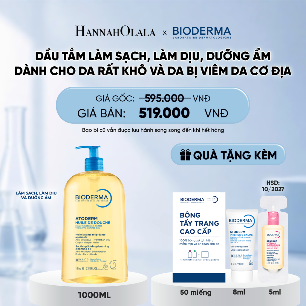  DẦU TẮM LÀM SẠCH, LÀM DỊU, DƯỠNG ẨM DÀNH CHO DA RẤT KHÔ VÀ DA BỊ VIÊM DA CƠ ĐỊA 