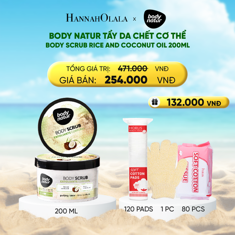  DEAL 11: BODY NATUR TẨY DA CHẾT CƠ THỂ BODY SCRUB RICE AND COCONUT OIL 200ML 