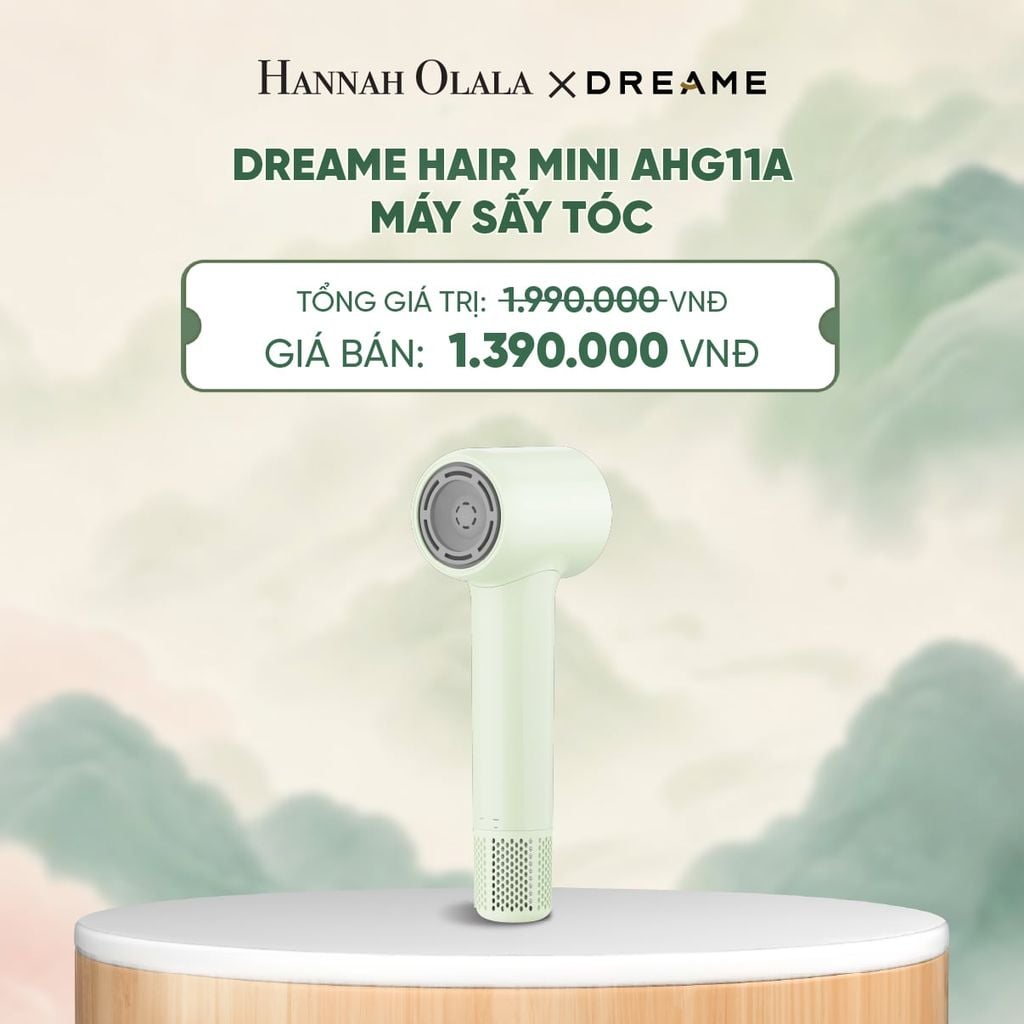  DREAME HAIR MINI AHG11A MÁY SẤY TÓC ION ÂM SIÊU NHỎ GỌN 270G ĐỘNG CƠ TỐC ĐỘ CAO - BH 24 THÁNG - A1800 