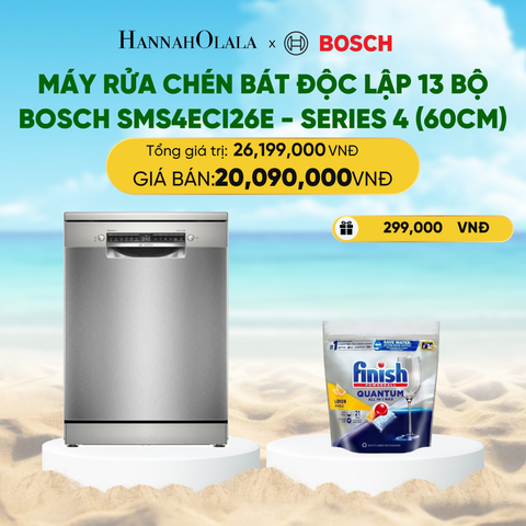  MÁY RỬA CHÉN BÁT ĐỘC LẬP 13 BỘ BOSCH SMS4ECI26E - SERIES 4 (60CM) 