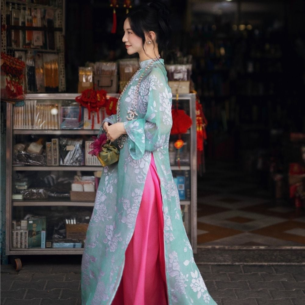  DEAL 2: SET ÁO DÀI 3 MÓN CẨM HOA CÁC 