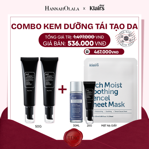  COMBO 2 DEAR, KLAIRS KEM DƯỠNG DA MIDNIGHT BLUE CLEARING WATER CREAM 50G_M71 