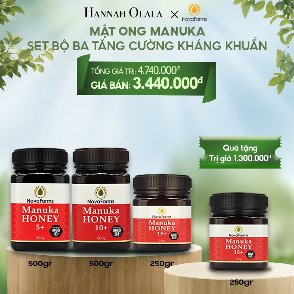  E1_DEAL 1: MẬT ONG MANUKA NOVAFARM – SET BỘ BA TĂNG CƯỜNG KHÁNG KHUẨN 
