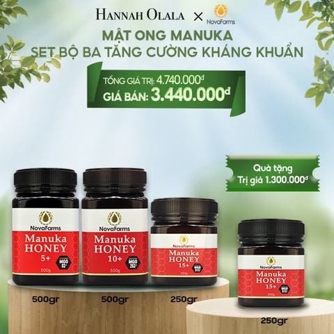 E1_DEAL 1: MẬT ONG MANUKA NOVAFARM – SET BỘ BA TĂNG CƯỜNG KHÁNG KHUẨN 