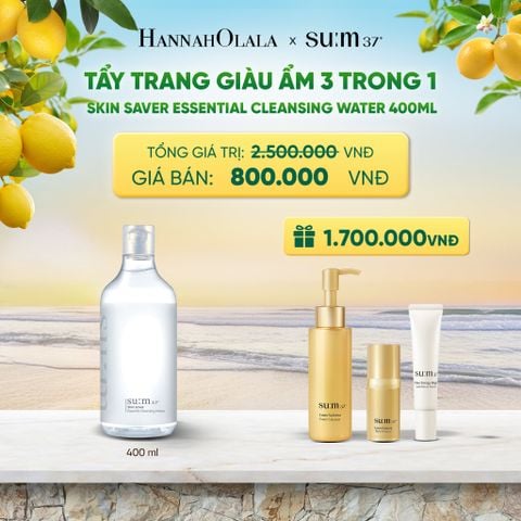  TẨY TRANG GIÀU ẨM 3 TRONG 1 SU:M37 SKIN SAVER ESSENTIAL CLEANSING WATER 400ML - A68 