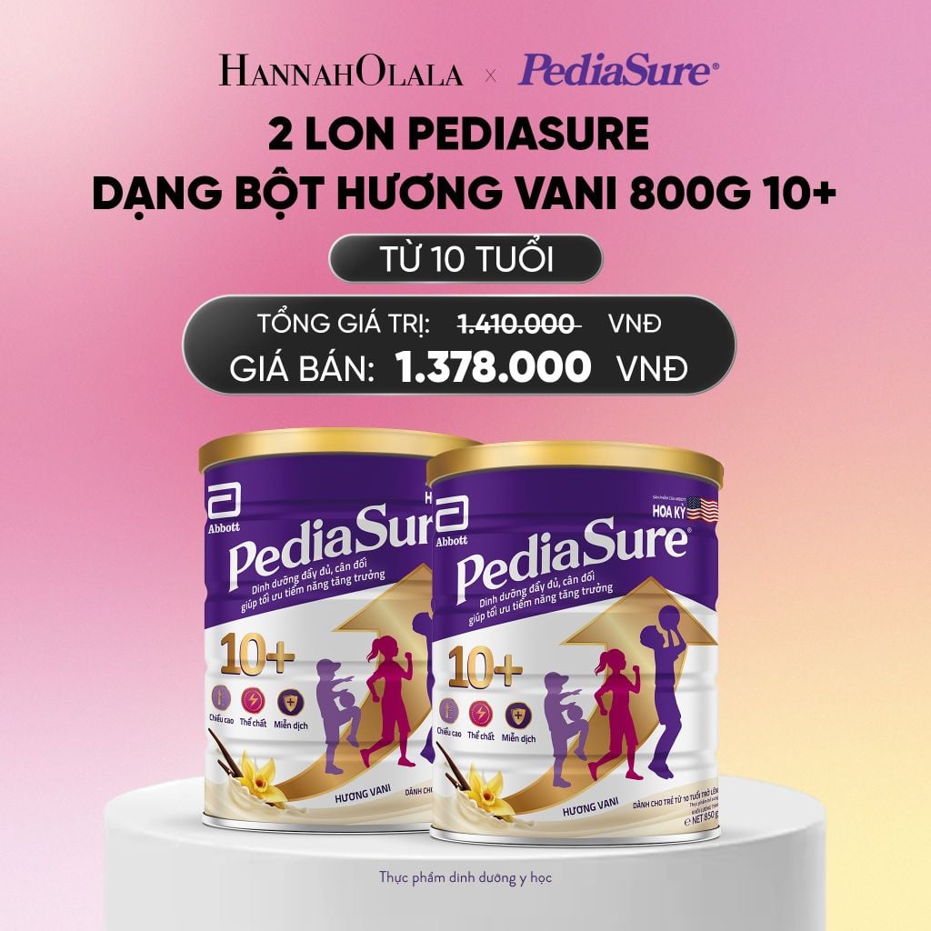 2 LON PEDIASURE DẠNG BỘT HƯƠNG VANI 800G 10+ DEAL 1: _ A740 