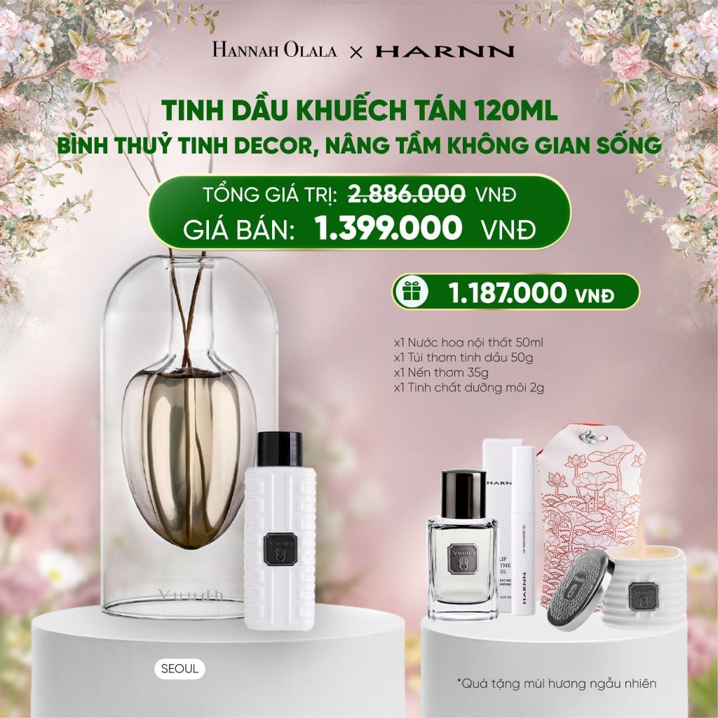  DEAL 11: TINH DẦU KHUẾCH TÁN 120ML HƯƠNG THIÊN NHIÊN - BÌNH THUỶ TINH DECOR, NÂNG TẦM KHÔNG GIAN SỐNG 