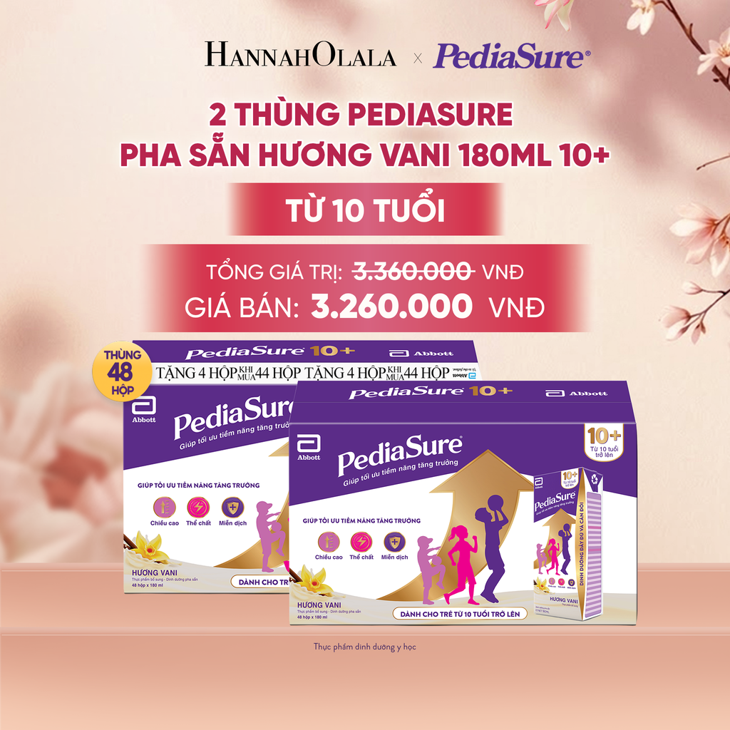  2 THÙNG PEDIASURE PHA SẴN HƯƠNG VANI 180ML 10+ (DÙNG CHO BÉ TRÊN 10 TUỔI) DEAL 11: - A1987 
