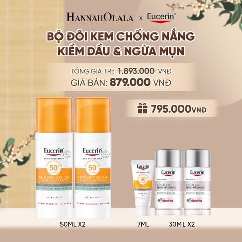  BỘ ĐÔI KEM CHỐNG NẮNG GIÚP HỖ TRỢ GIẢM BÓNG NHỜN EUCERIN SUN DRY TOUCH OIL CONTROL FACE SPF50+ 50ML - A1211 