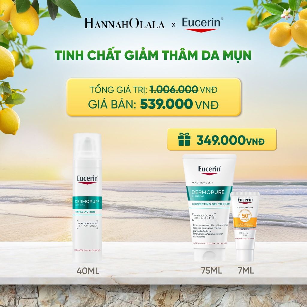  TINH CHẤT GIÚP GIẢM THÂM MỤN VÀ DƯỠNG SÁNG DA
EUCERIN DERMOPURE CLINICAL TRIPLE ACTION 40ML DEAL 11: 