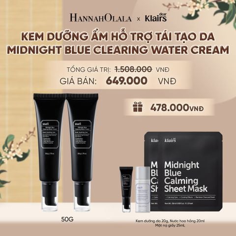  COMBO 2 DEAR, KLAIRS KEM DƯỠNG DA MIDNIGHT BLUE CLEARING WATER CREAM 50G - A1663 