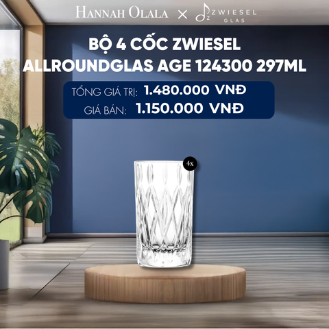  BỘ 4 CỐC ZWIESEL ALLROUNDGLAS AGE 124300 297ML 