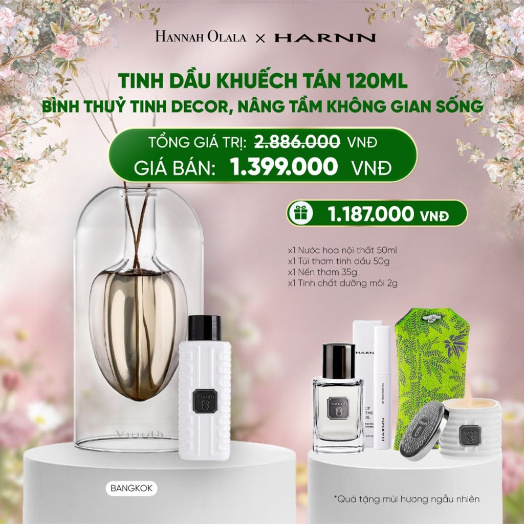  DEAL 11: TINH DẦU KHUẾCH TÁN 120ML HƯƠNG THIÊN NHIÊN - BÌNH THUỶ TINH DECOR, NÂNG TẦM KHÔNG GIAN SỐNG 