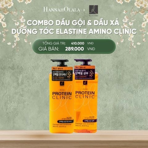  DEAL 6: COMBO DẦU GỘI & DẦU XẢ DƯỠNG TÓC ELASTINE AMINO CLINIC HỖ TRỢ PHỤC HỒI HƯ TỔN, LÀM SẠCH VÀ LÀM MỀM MƯỢT TÓC 855G 