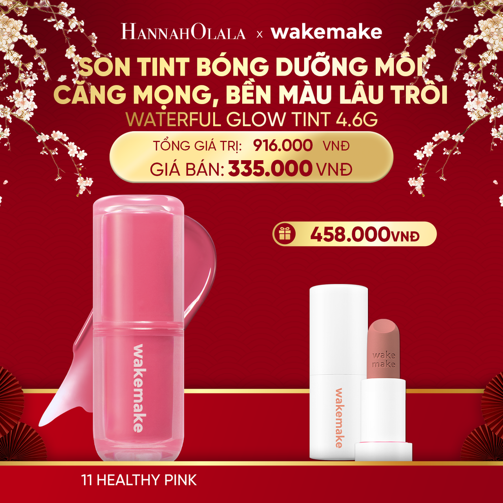  DEAL 3: SON TINT BÓNG WAKEMAKE WATERFUL GLOW TINT DƯỠNG ẨM CĂNG MỌNG, BỀN MÀU LÂU TRÔI 
