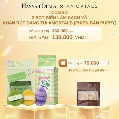  DEAL 2: COMBO 3 BỌT BIỂN LÀM SẠCH VÀ KHĂN RÚT DẠNG TÚI AMORTALS (PHIÊN BẢN PUPPY) 