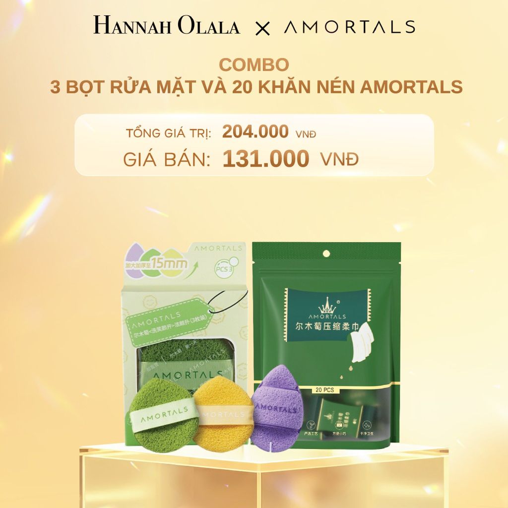  C800_DEAL 3: COMBO 3 BỌT RỬA MẶT VÀ 20 KHĂN NÉN AMORTALS 