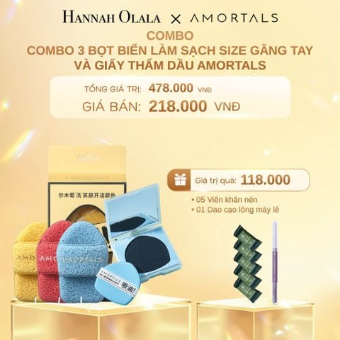  DEAL 5: COMBO 3 BỌT BIỂN LÀM SẠCH SIZE GĂNG TAY VÀ GIẤY THẤM DẦU AMORTALS 