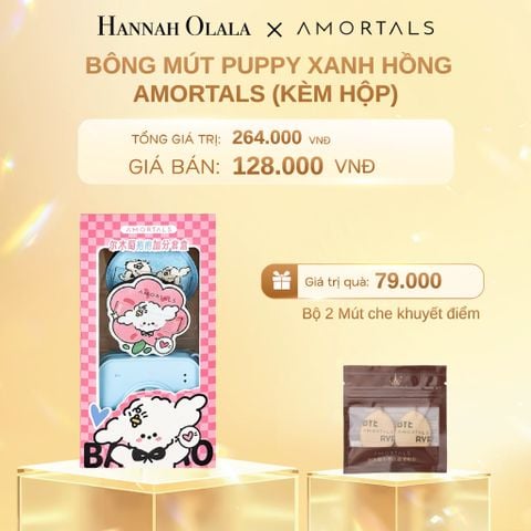  DEAL 7: BÔNG MÚT PUPPY XANH HỒNG CAO CẤP AMORTALS (KÈM HỘP) 